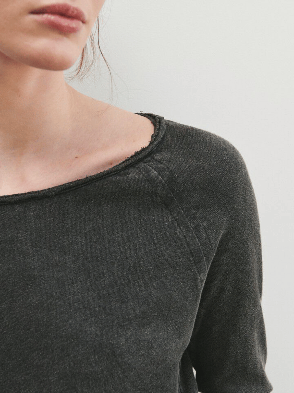 Sonoma Long Sleeve T-Shirt Boat Neck in Vintage Black