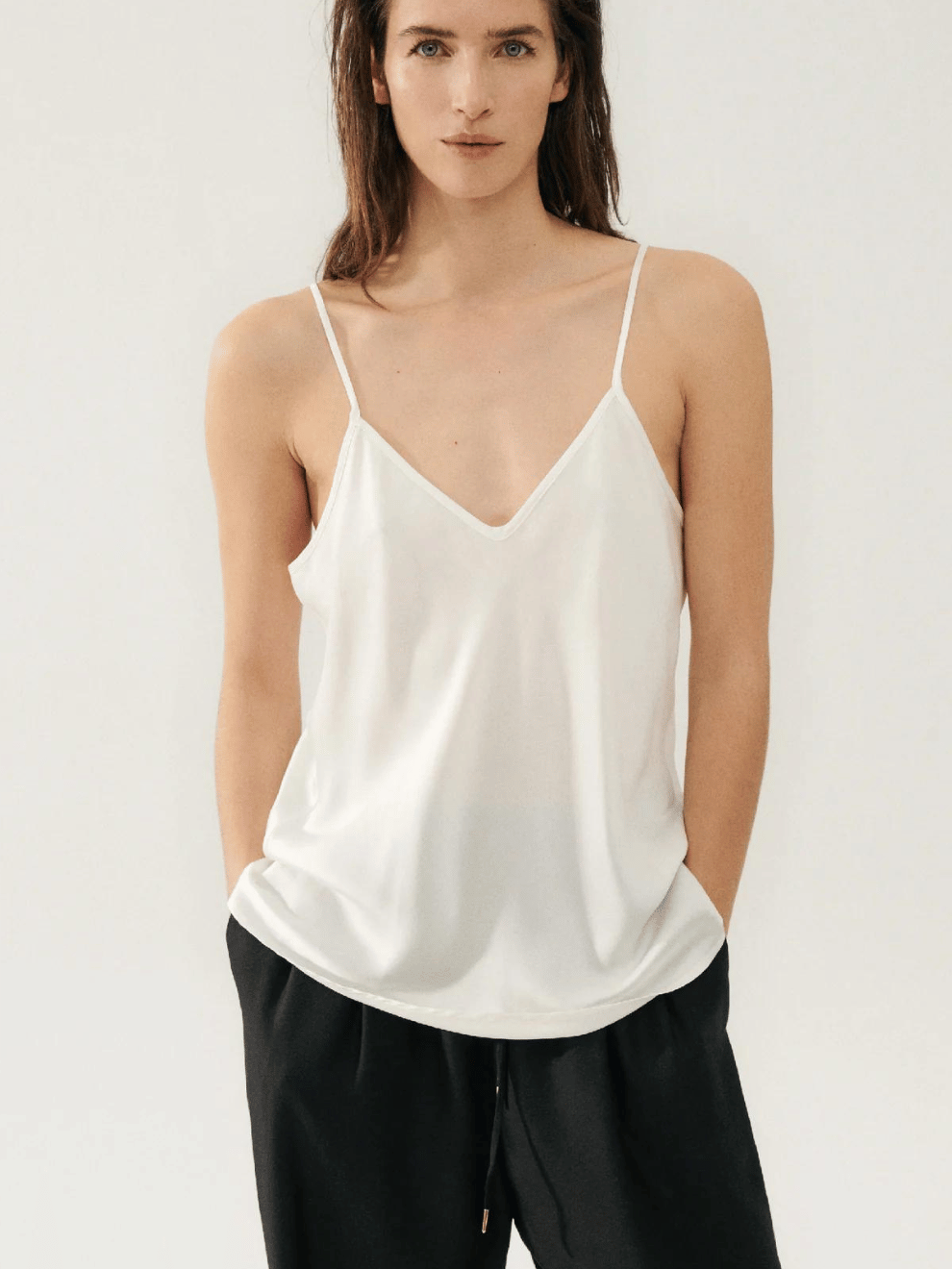 Bias Cut Cami in White