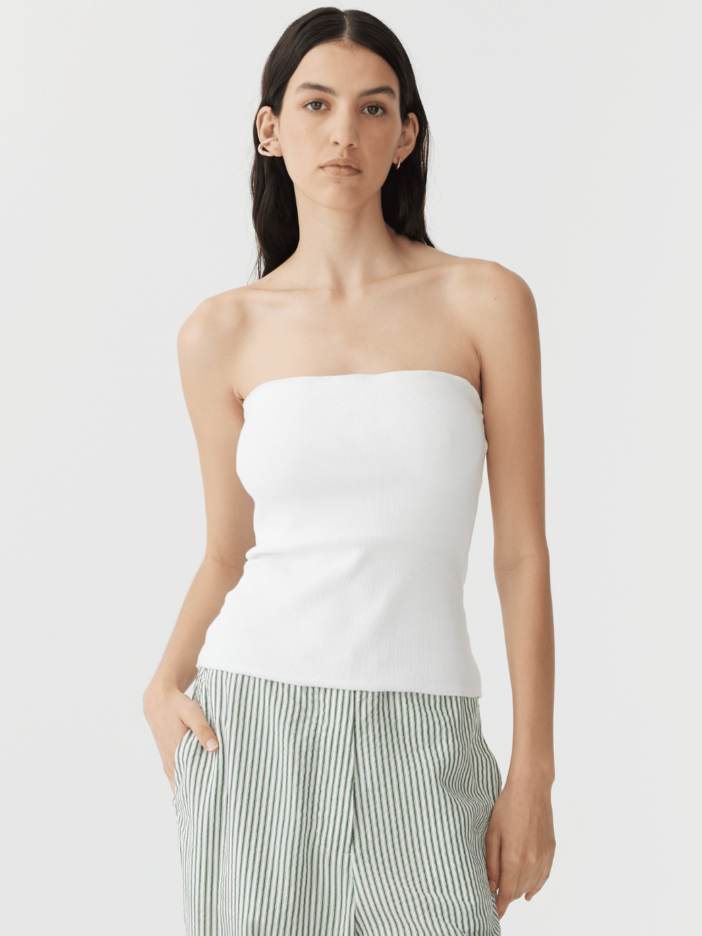Rib Tubular Tank in White