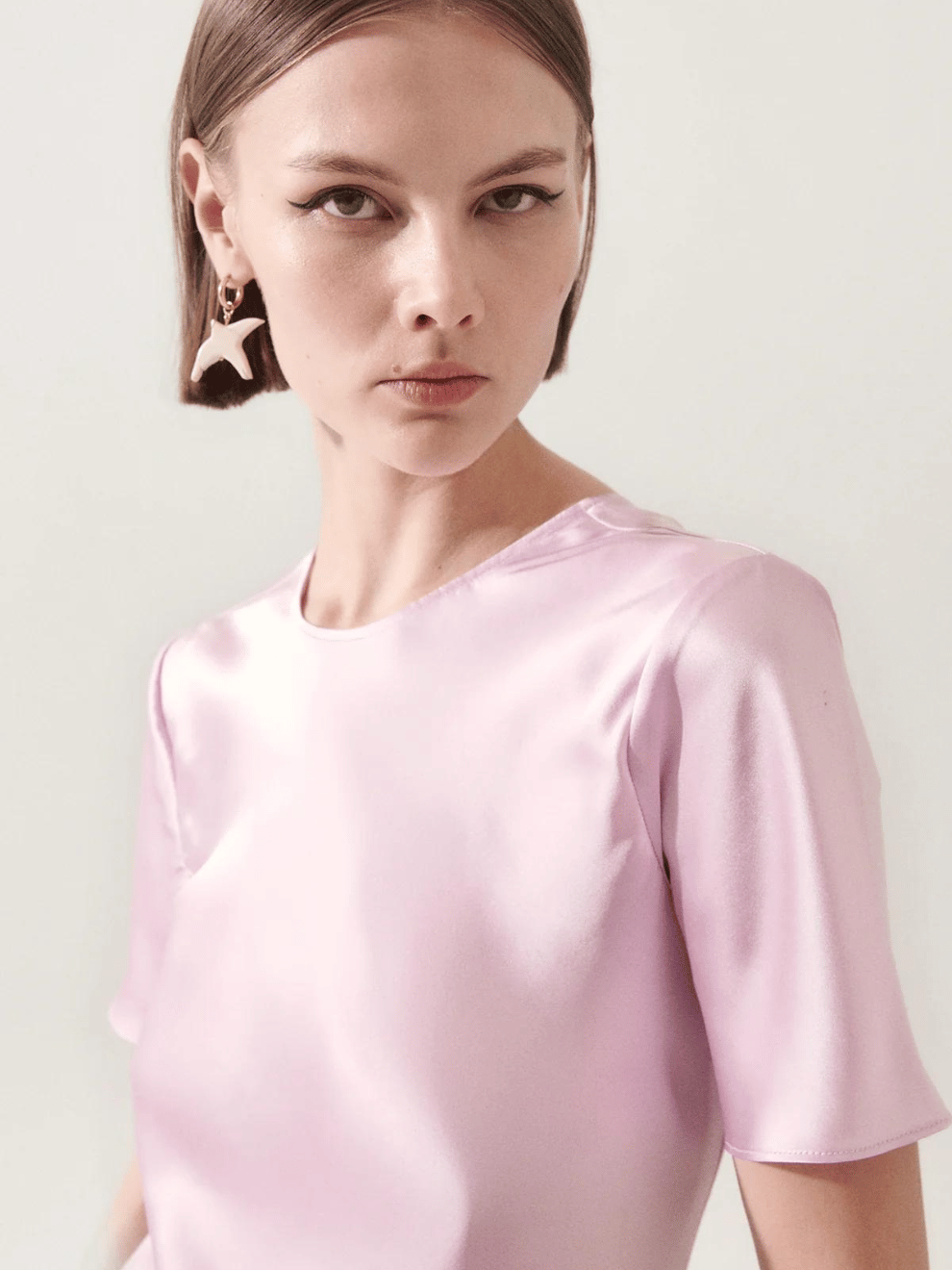 Short Sleeve Bias Dress in Lilac