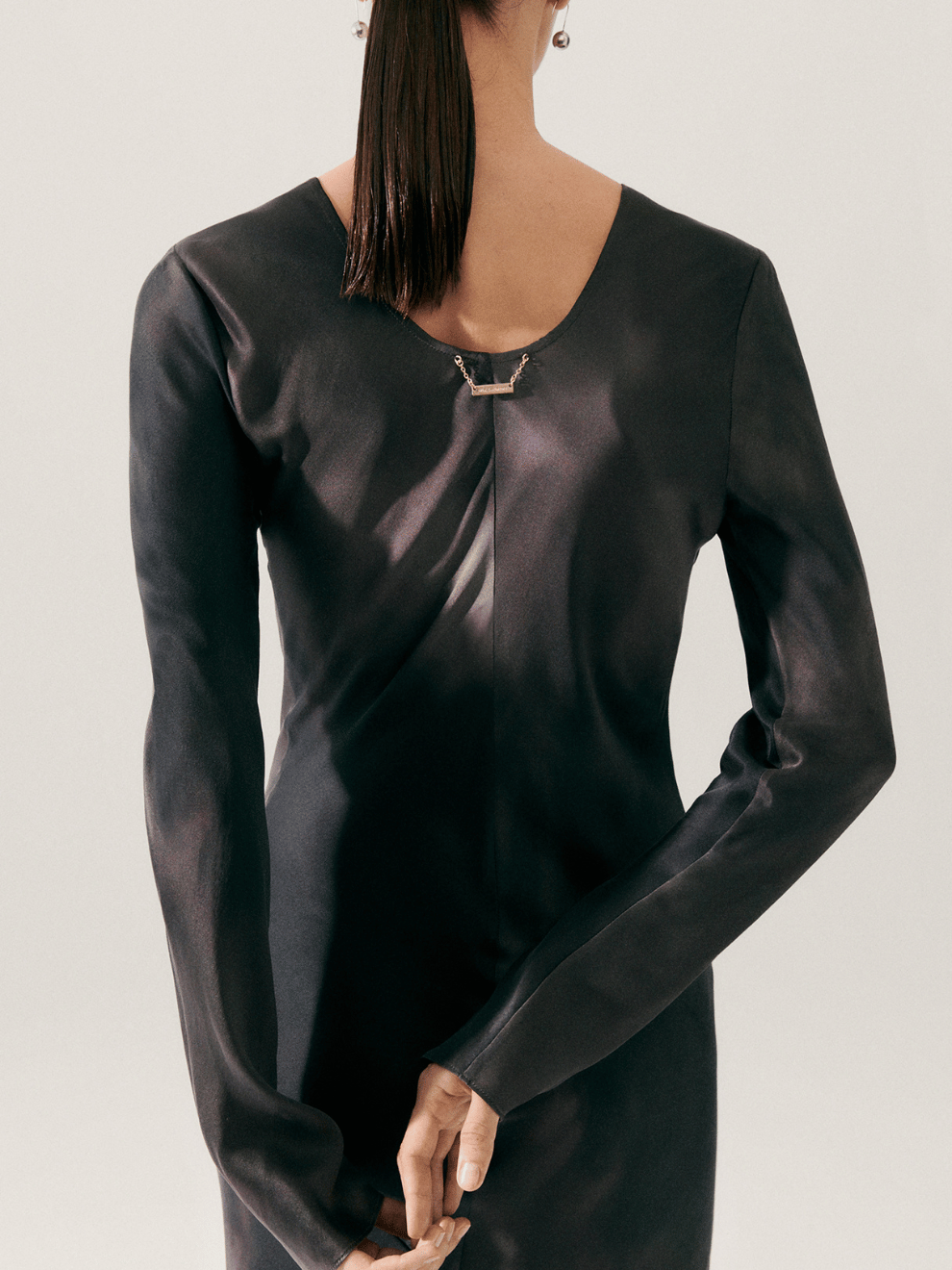 Full Sleeve Bias Cut Dress in Smoke