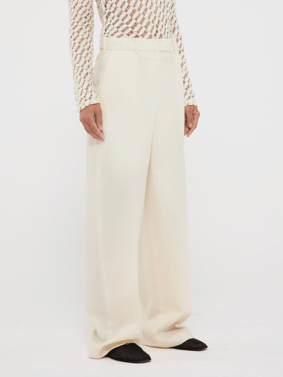 Wide Leg Trousers in Off White