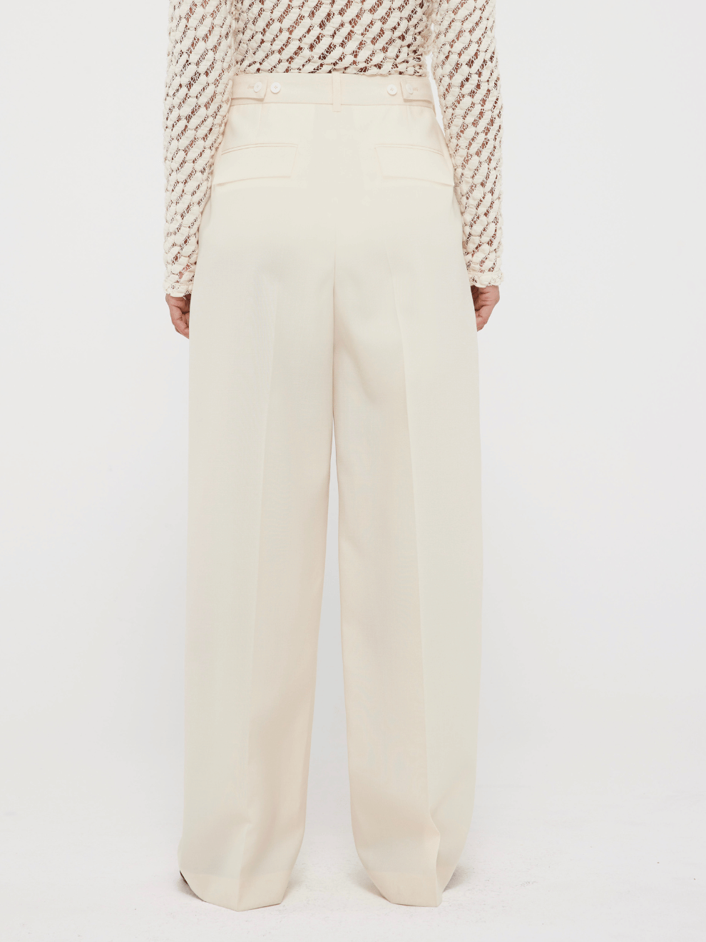 Wide Leg Trousers in Off White