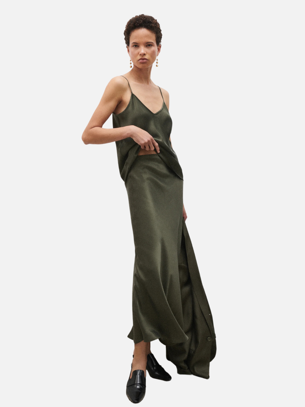 Long Bias Cut Skirt in Pine