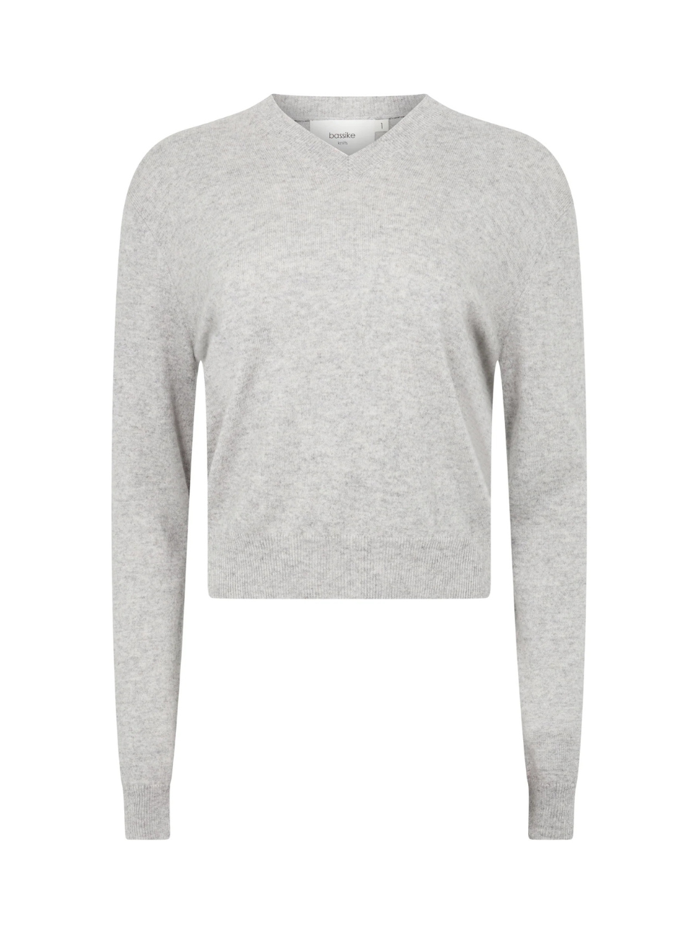 Wool Cashmere V Neck Knit in Grey Marl