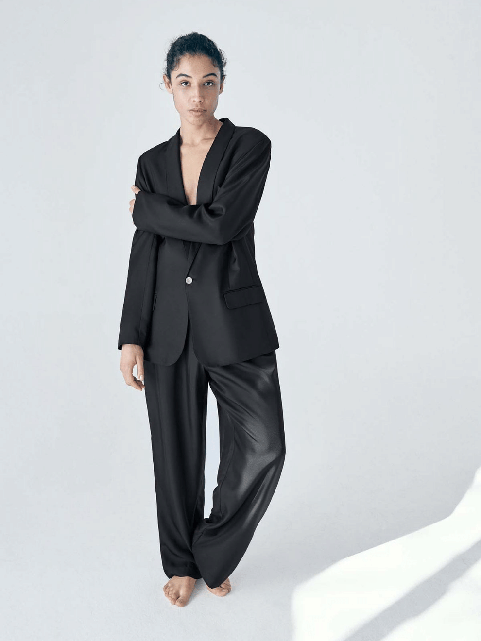 Silk Twill Miami Blazer in Black