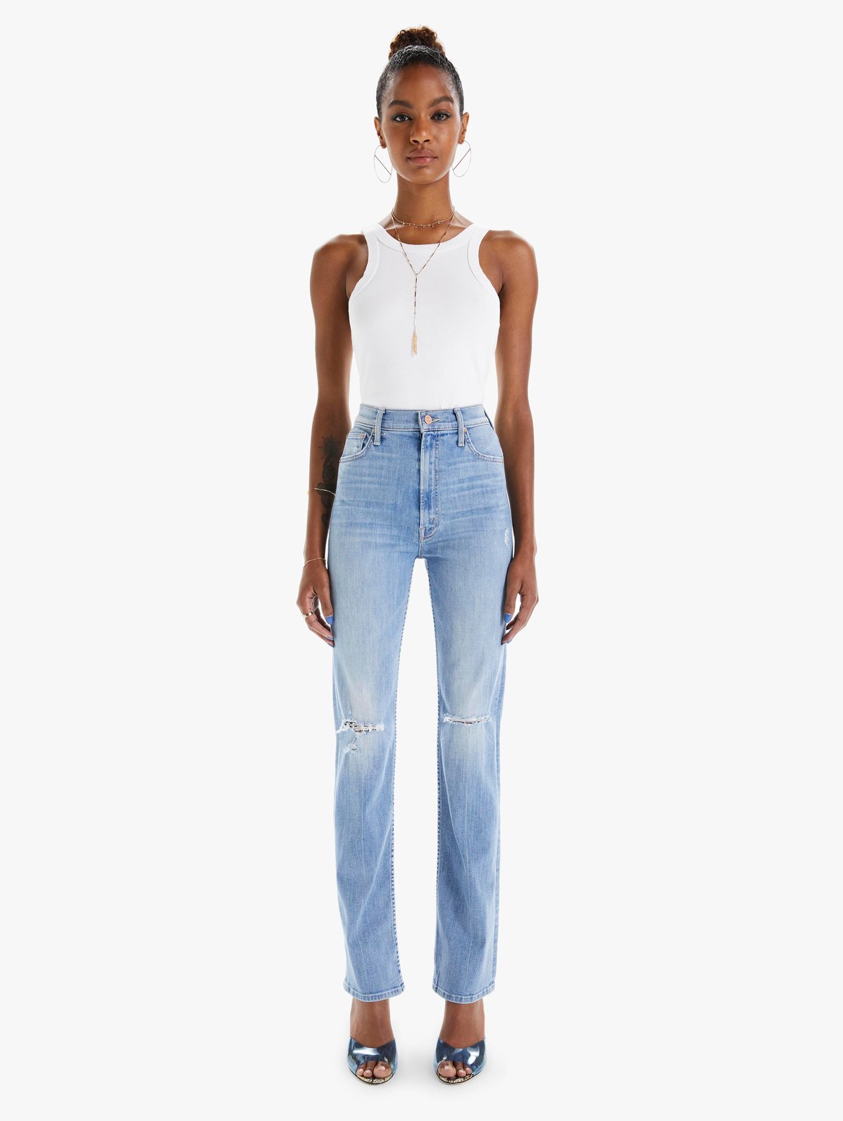 MOTHER denim jeans High Waisted Rider Skimp - Dreamer on model