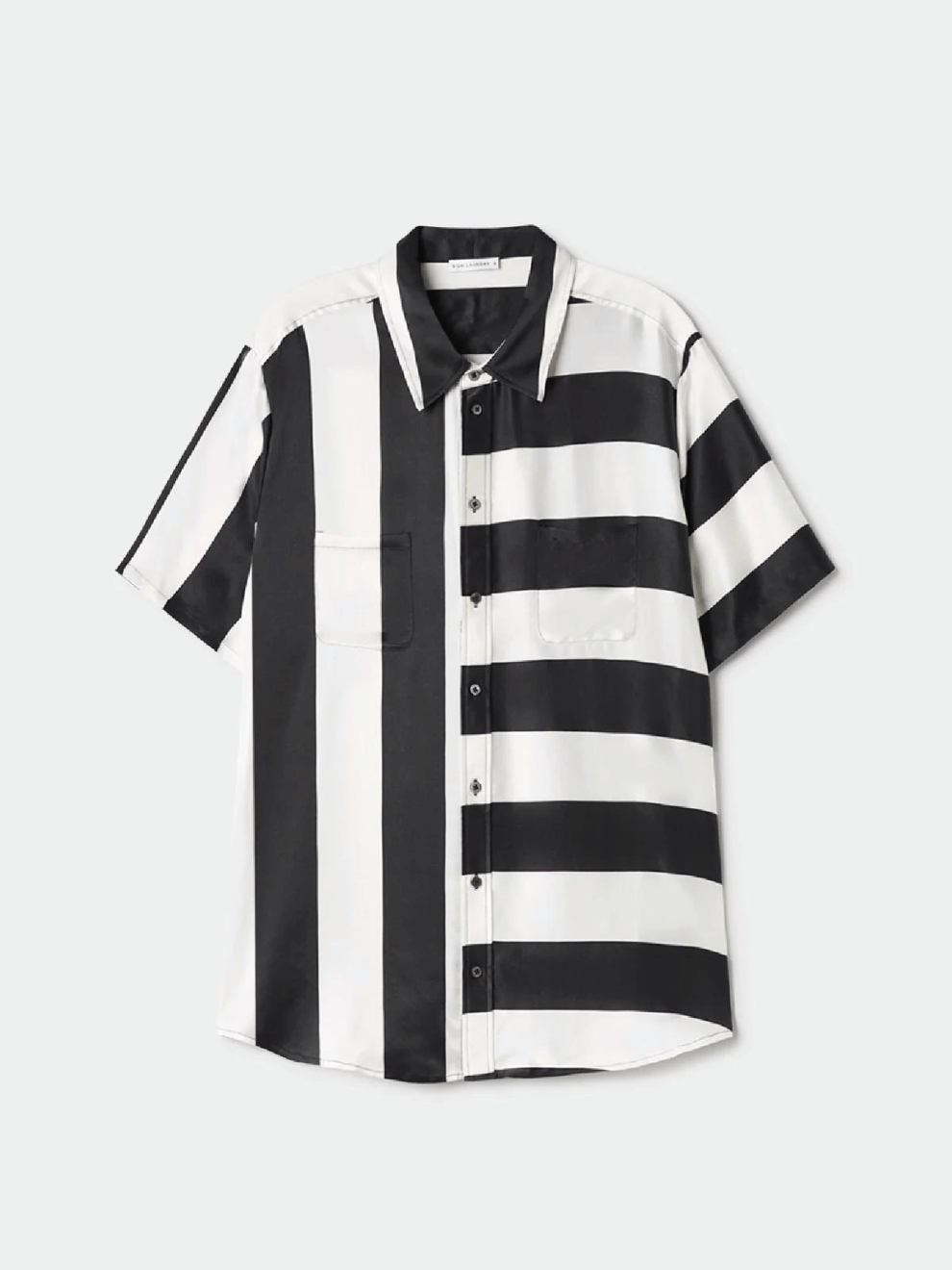 Short Sleeve Boyfriend Shirt in Puffin Stripe
