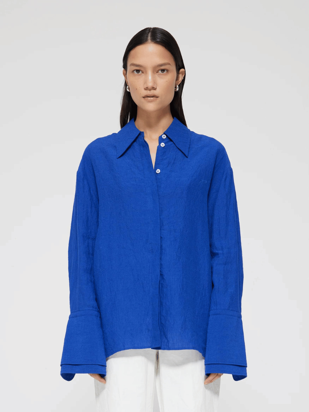Double-Cuff Shirt in Blue
