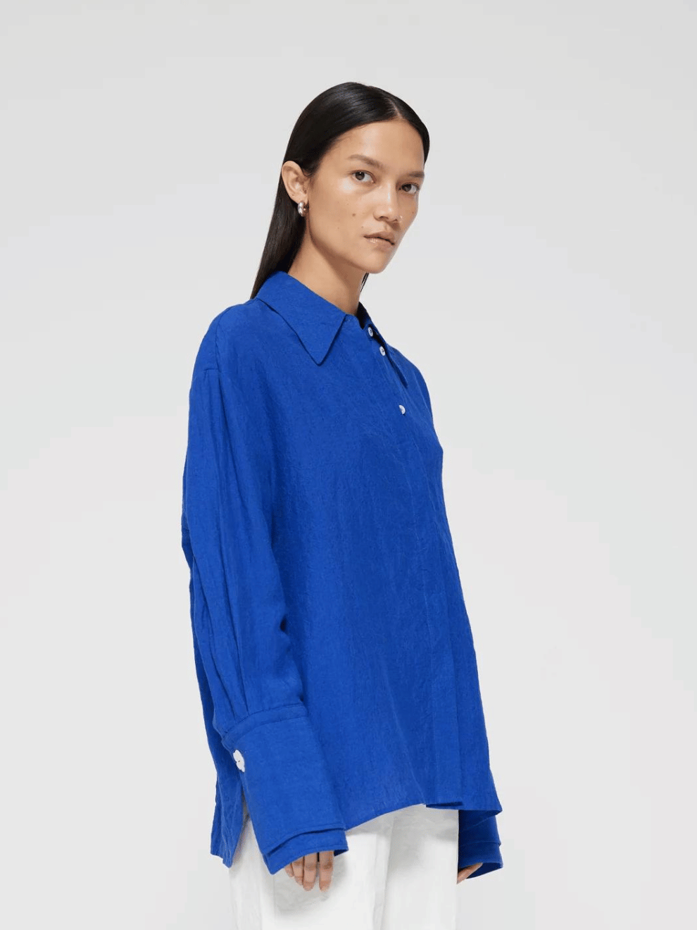 Double-Cuff Shirt in Blue
