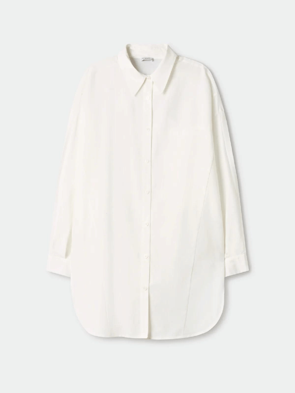Cotton Silk Round Shirt in White