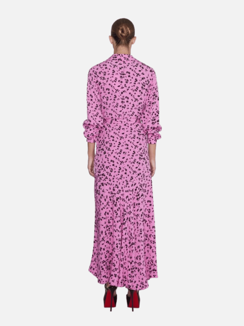 Fine Jacquard Wrap Dress in Pink