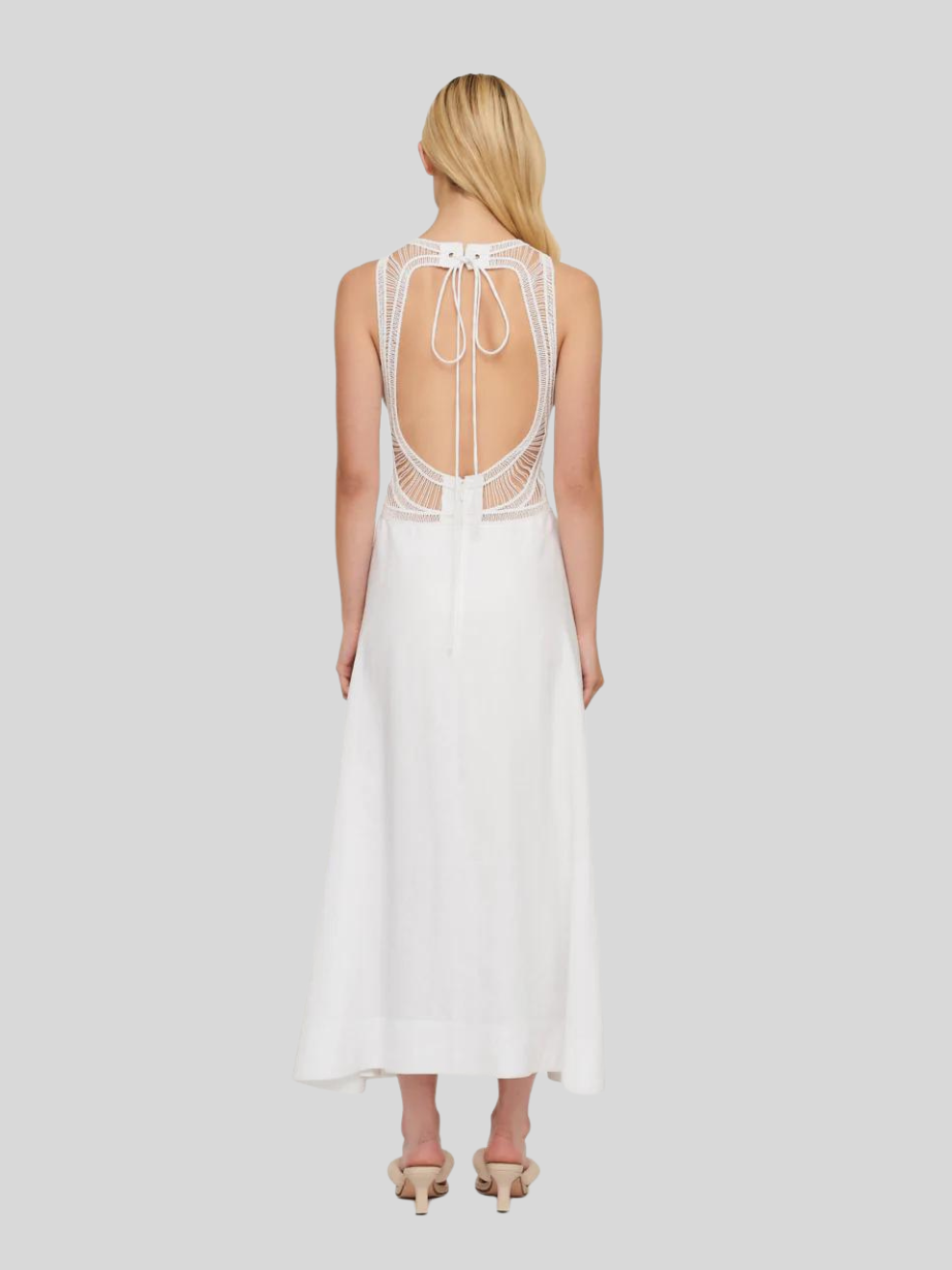 Anja Long Linen Dress in White