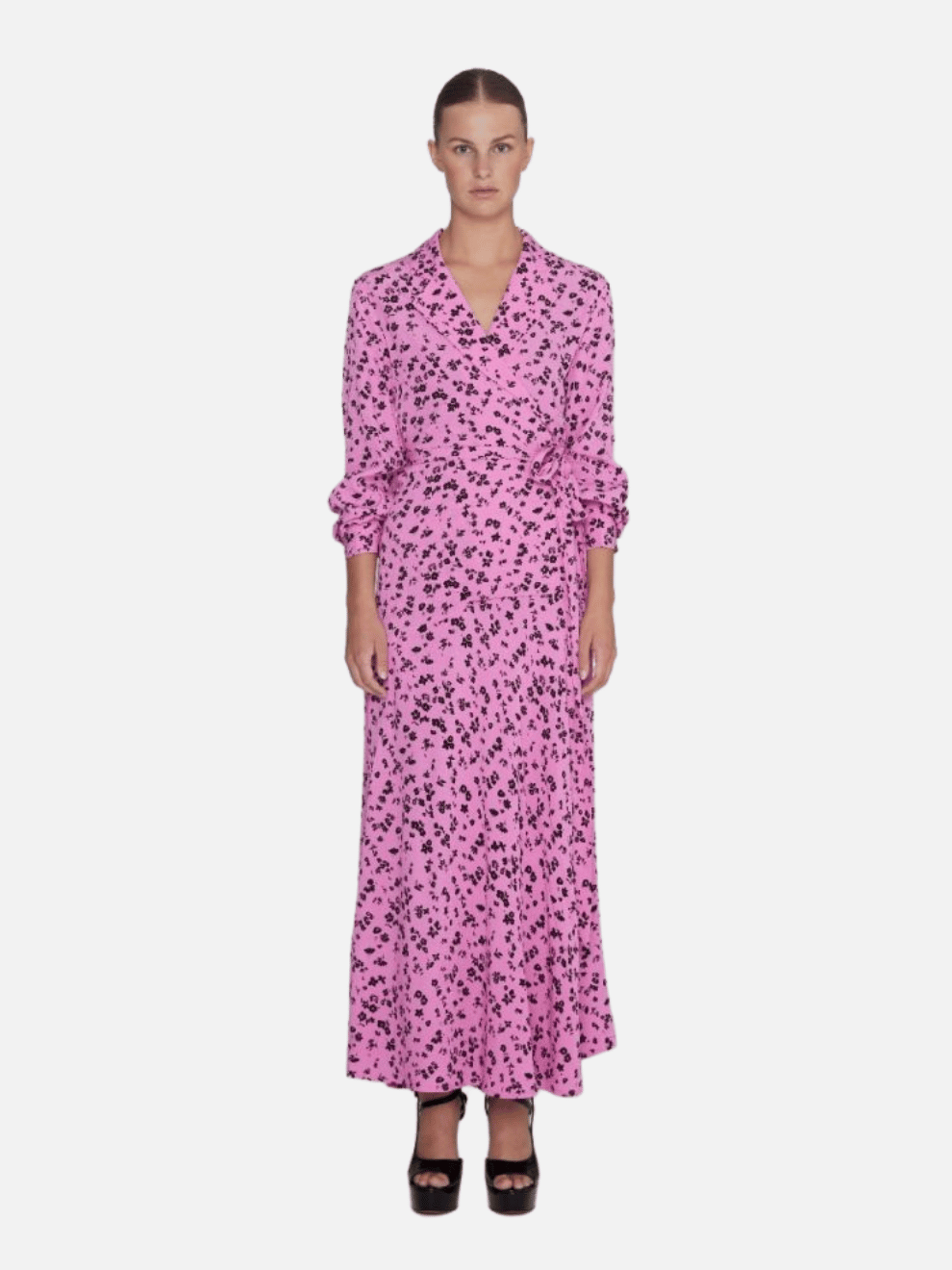 Fine Jacquard Wrap Dress in Pink