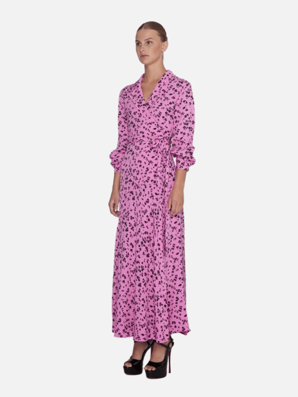 Fine Jacquard Wrap Dress in Pink