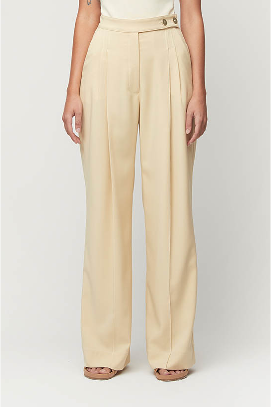 Billie Pleat Trouser in Butter