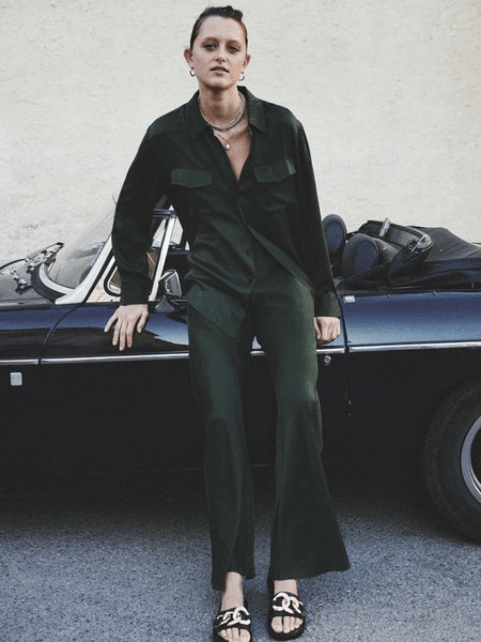Bias Cut Pants in Cedar