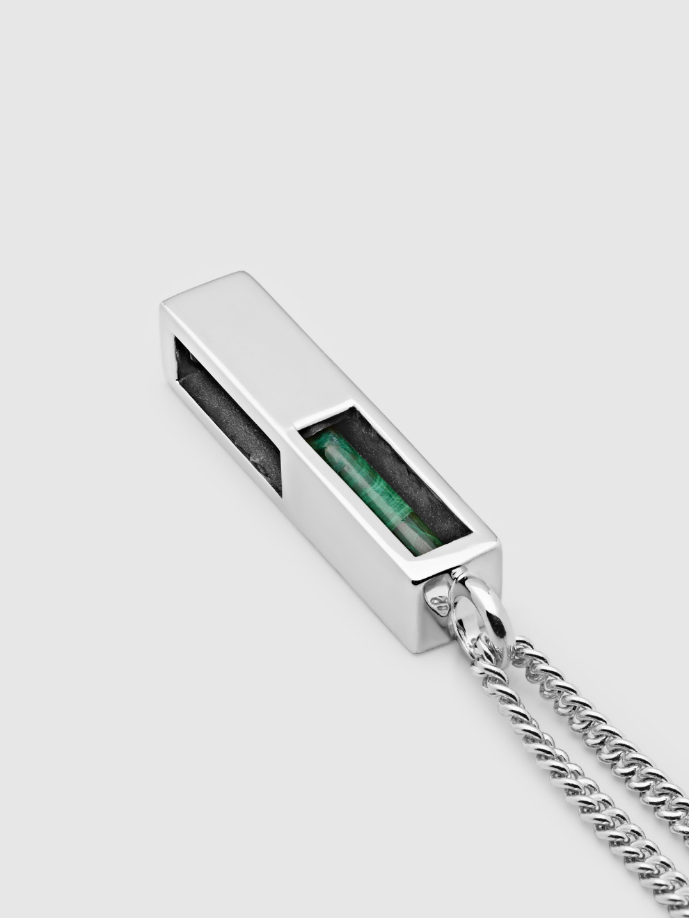 Tom Wood Cube Pendant Necklace in Silver Malachite