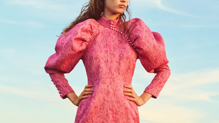 rotate birger christensen pink dress ROTATE Birger Christensen Pink Jacquard Mini Dress Punk/Gothic Influencer