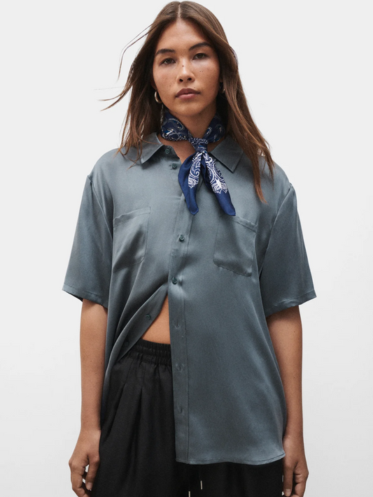 PRE-ORDER Short Sleeve Boyfriend Shirt in Slate