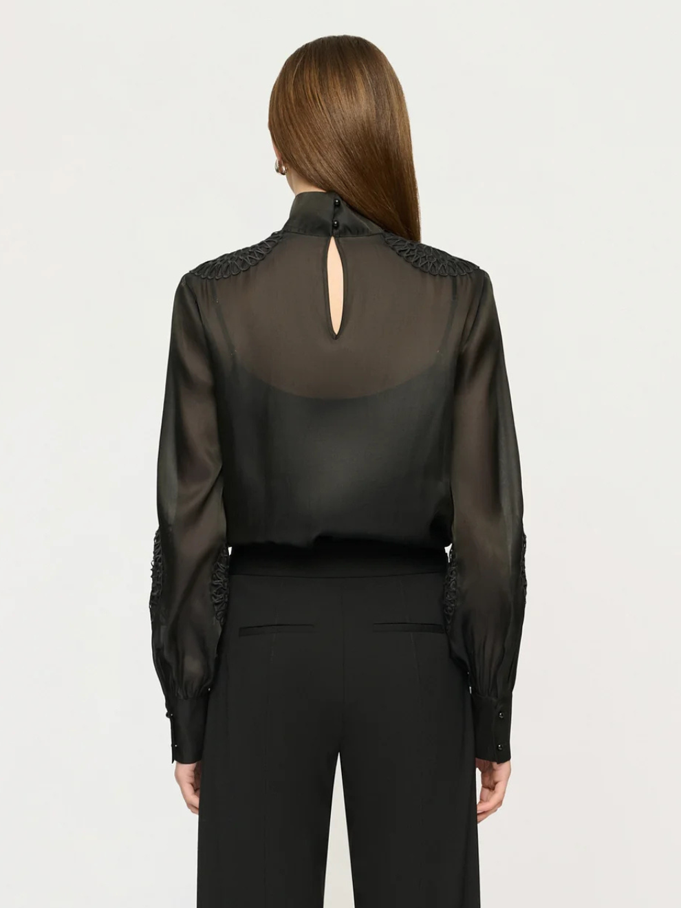 Larissa Embroidery Shirt in Black