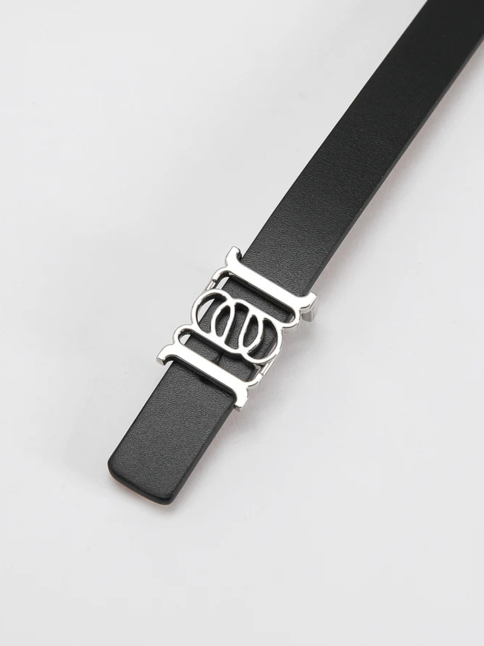 PRE-ORDER Double-sided Monogram Calfskin Slim Belt in Silver