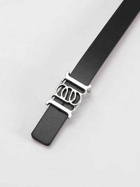 Double-sided Monogram Calfskin Slim Belt in Silver