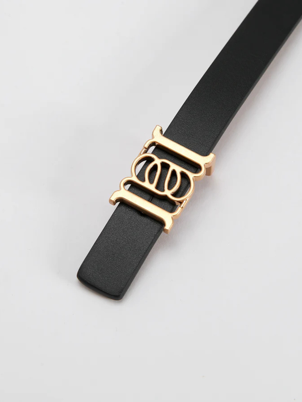 PRE-ORDER Double-sided Monogram Calfskin Slim Belt in Gold