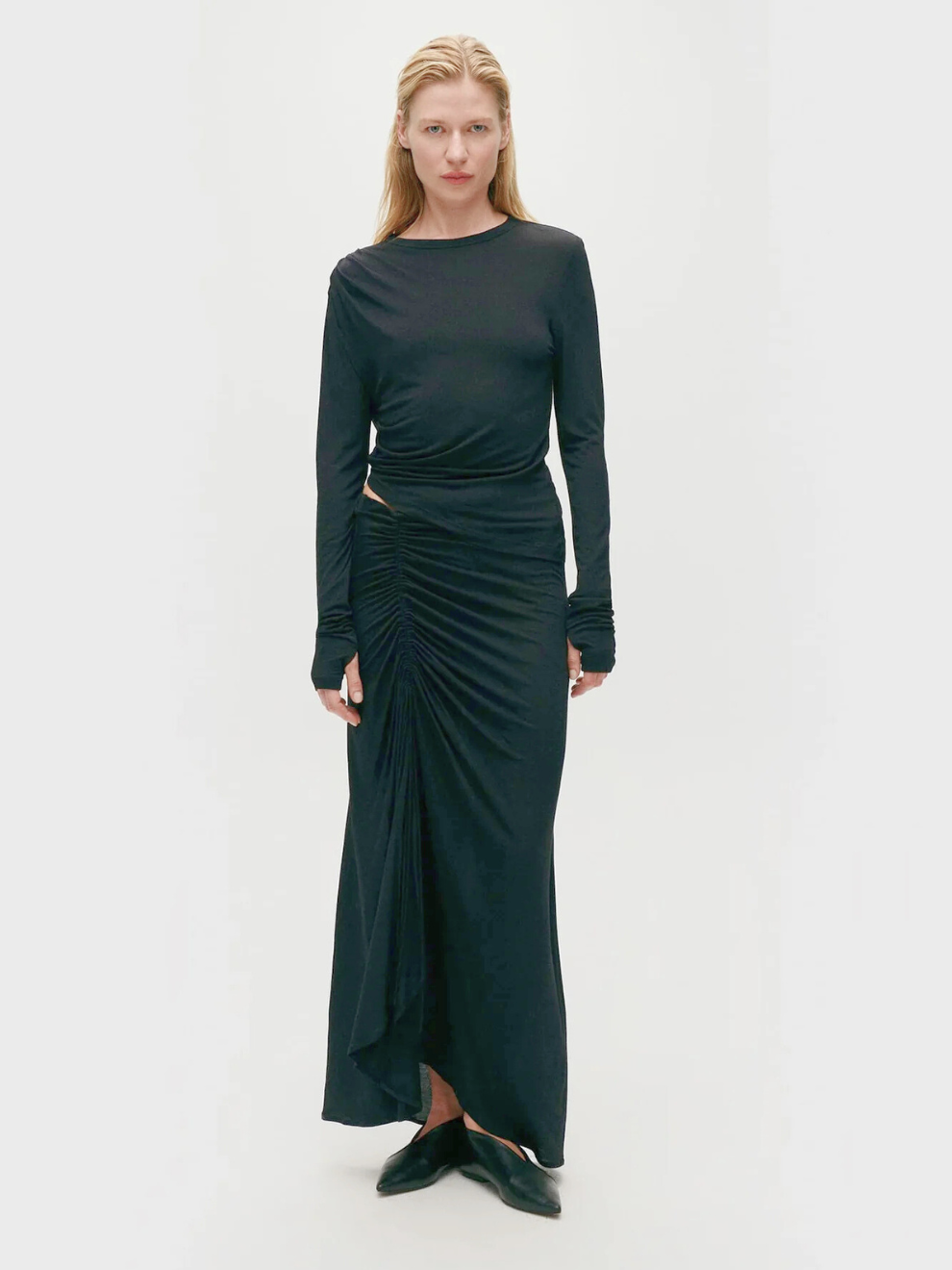 Jersey Modal Ruched Skirt in Black