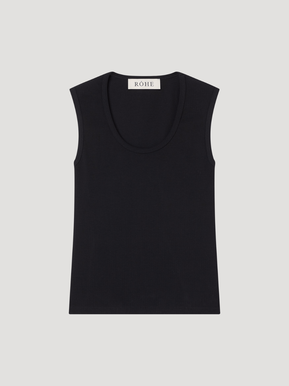 Dense Rib Scoop Neck Top in Noir