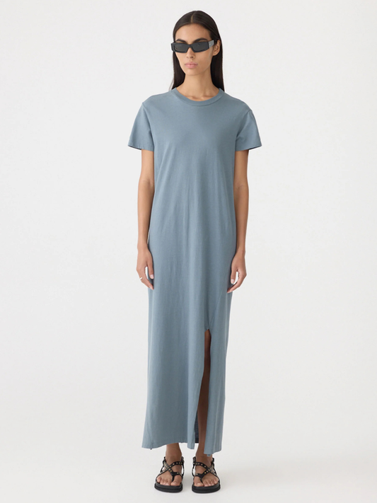 Longerline T-Shirt Dress in Blue Steel