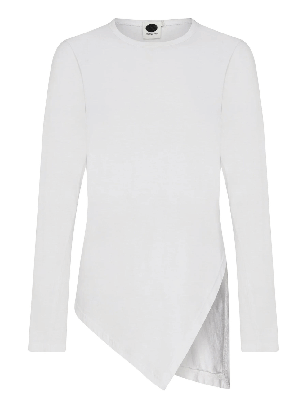 Asymmetric Split Long Sleeve T-Shirt in White