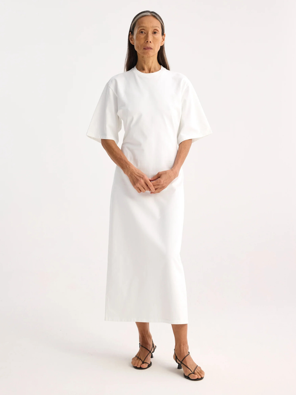 Jersey Fitted T-Shirt Dress in White