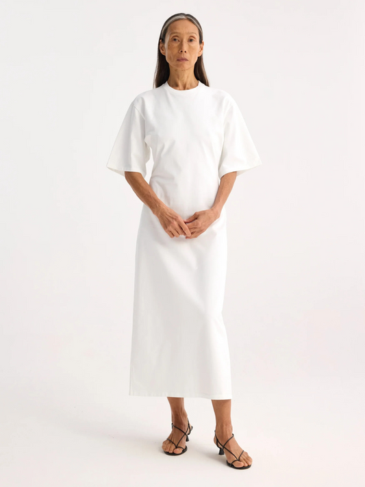 Jersey Fitted T-Shirt Dress in White