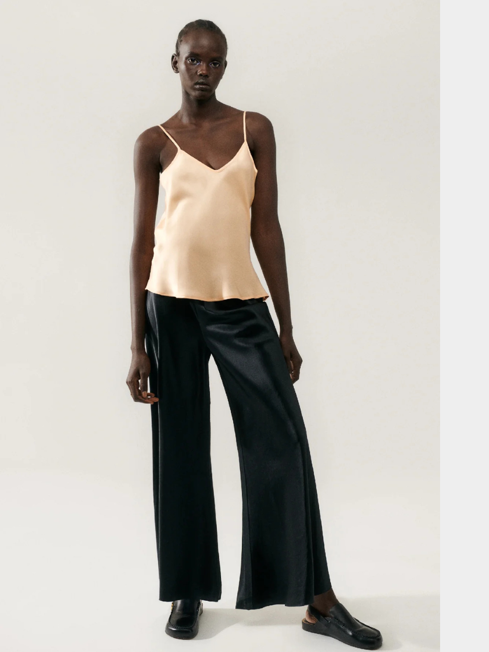 Wide Leg Bias Cut Pants Raw Edge in Black