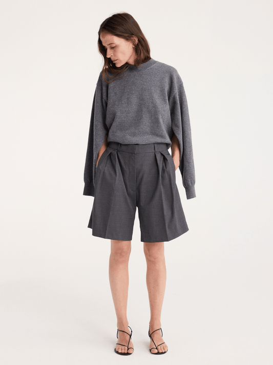 Crew Neck with Open Armhole in Mid Grey Melange