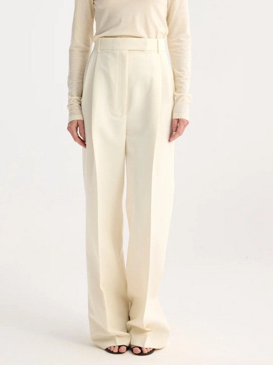 High-Waist Tailored Trousers in Off White