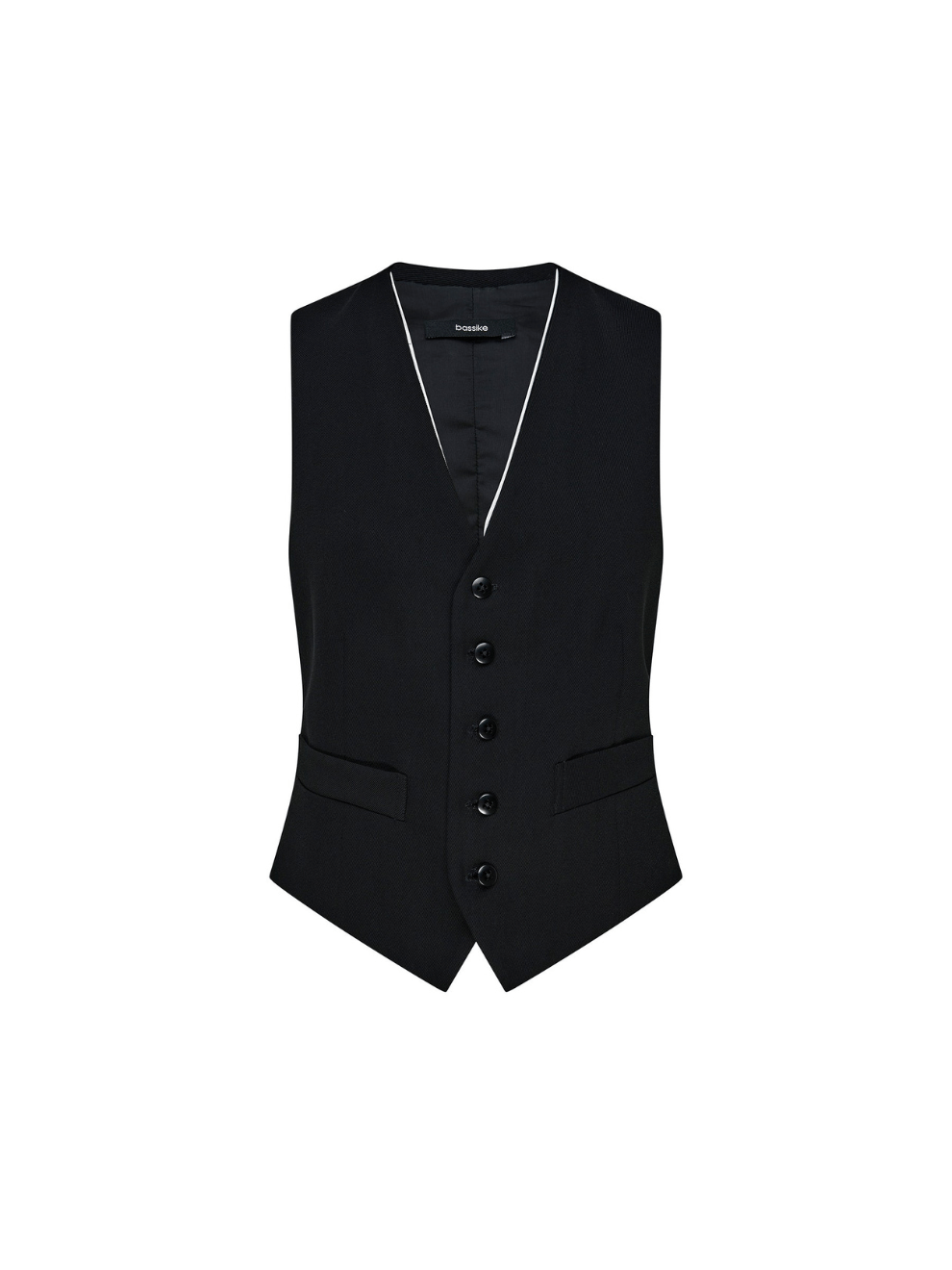 Viscose Twill Tailored Vest in Black