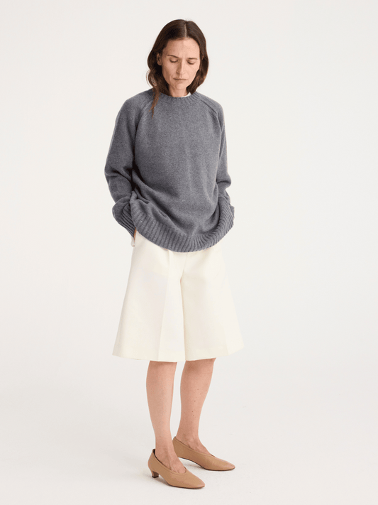 Wool Cashmere Sweater in Mid Grey Melange