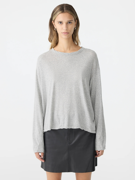 Slouch Superfine Long Sleeve T Shirt in Grey Marl