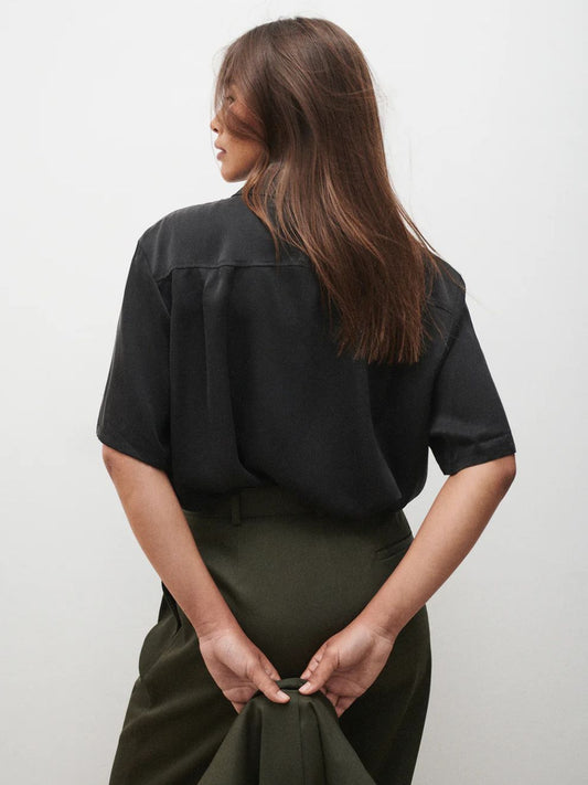 PRE-ORDER Short Sleeve Boyfriend Shirt in Black