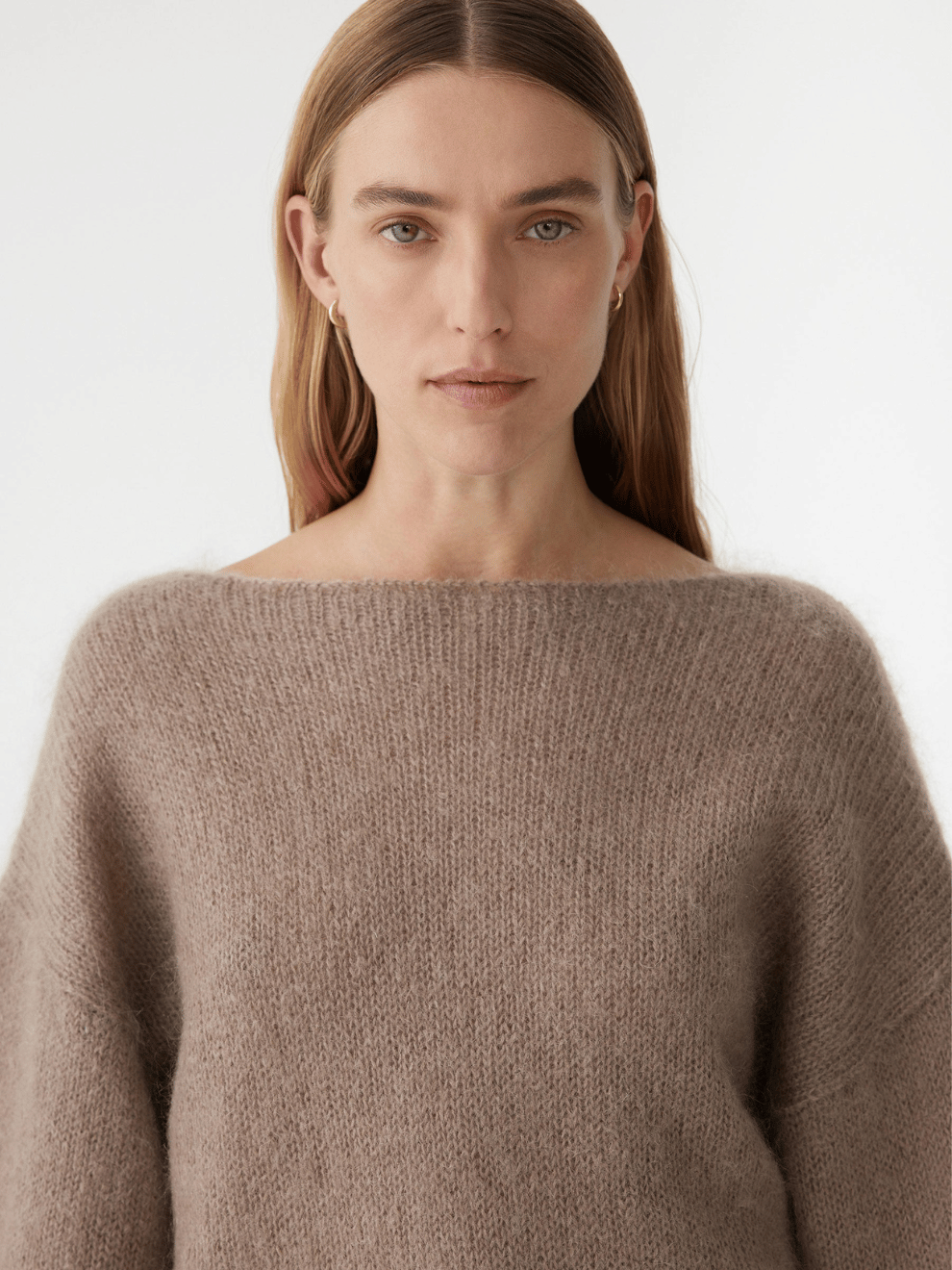 Boxy Mohair Boatneck in Pumice