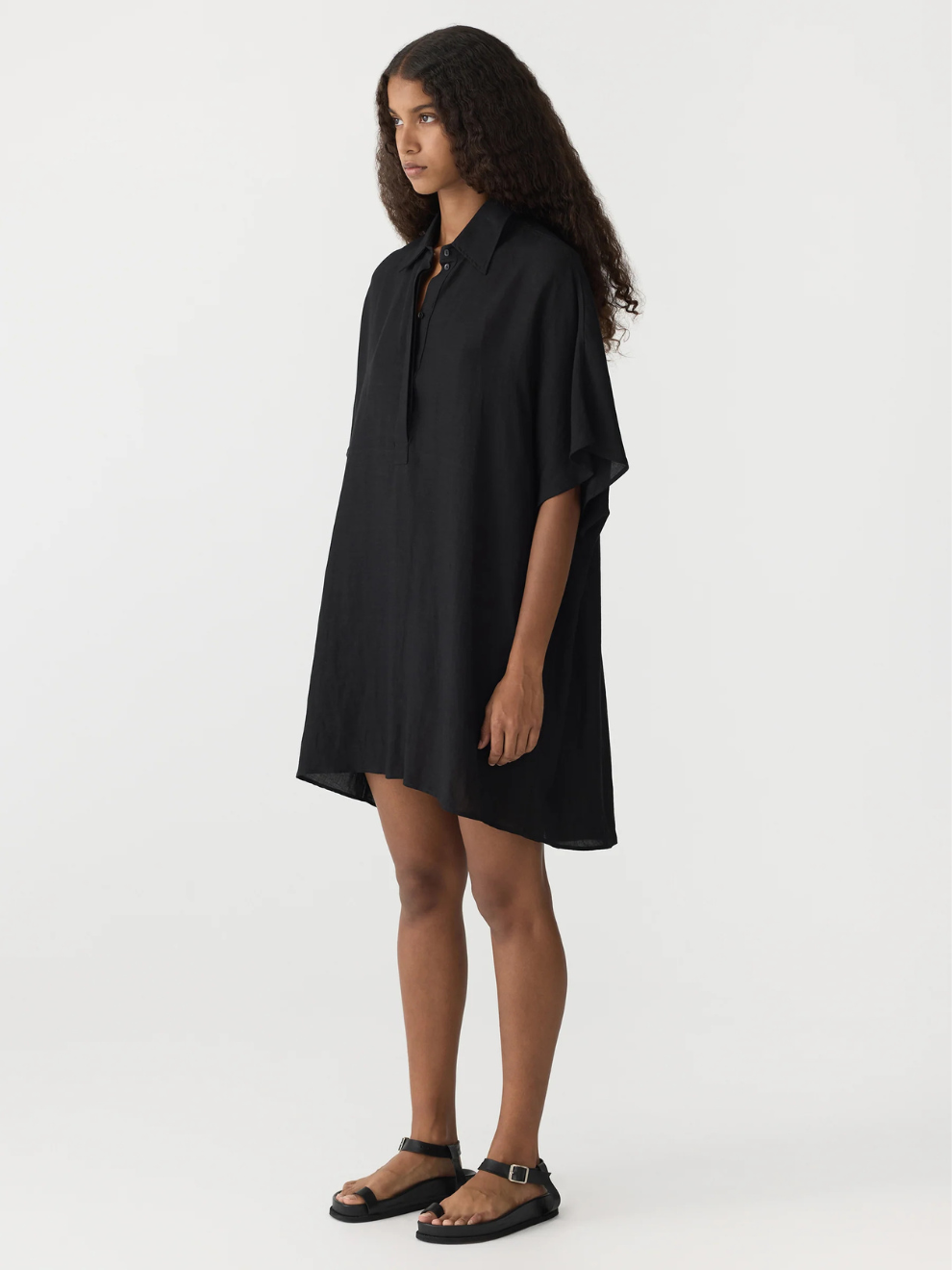 PRE-ORDER Boxy Placket Dress in Black