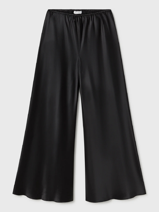 Wide Leg Bias Cut Pants Raw Edge in Black