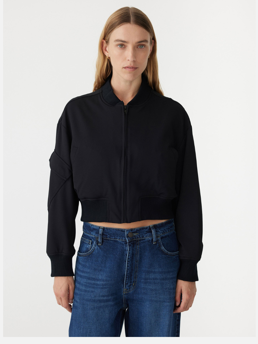 Stretch Twill Bomber in Black