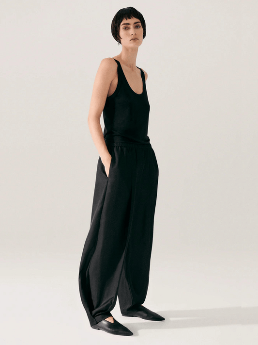 Jersey Modal Scoop Tank in Black