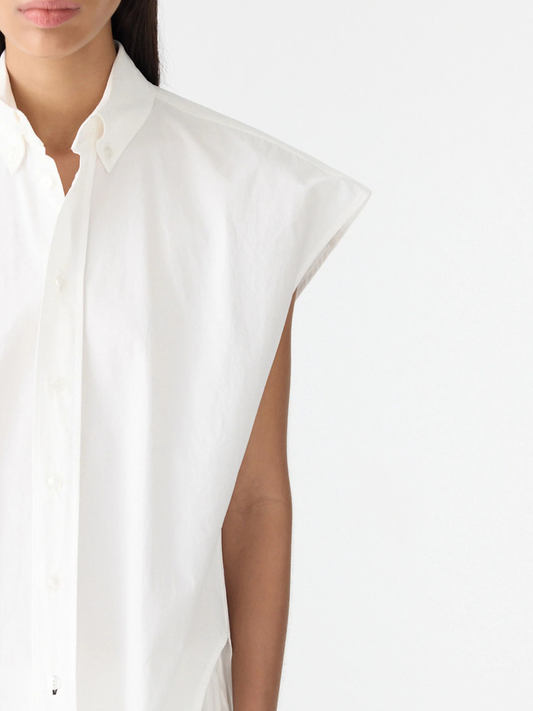 Crushed Cotton Sleeveless Shirt in Natural white