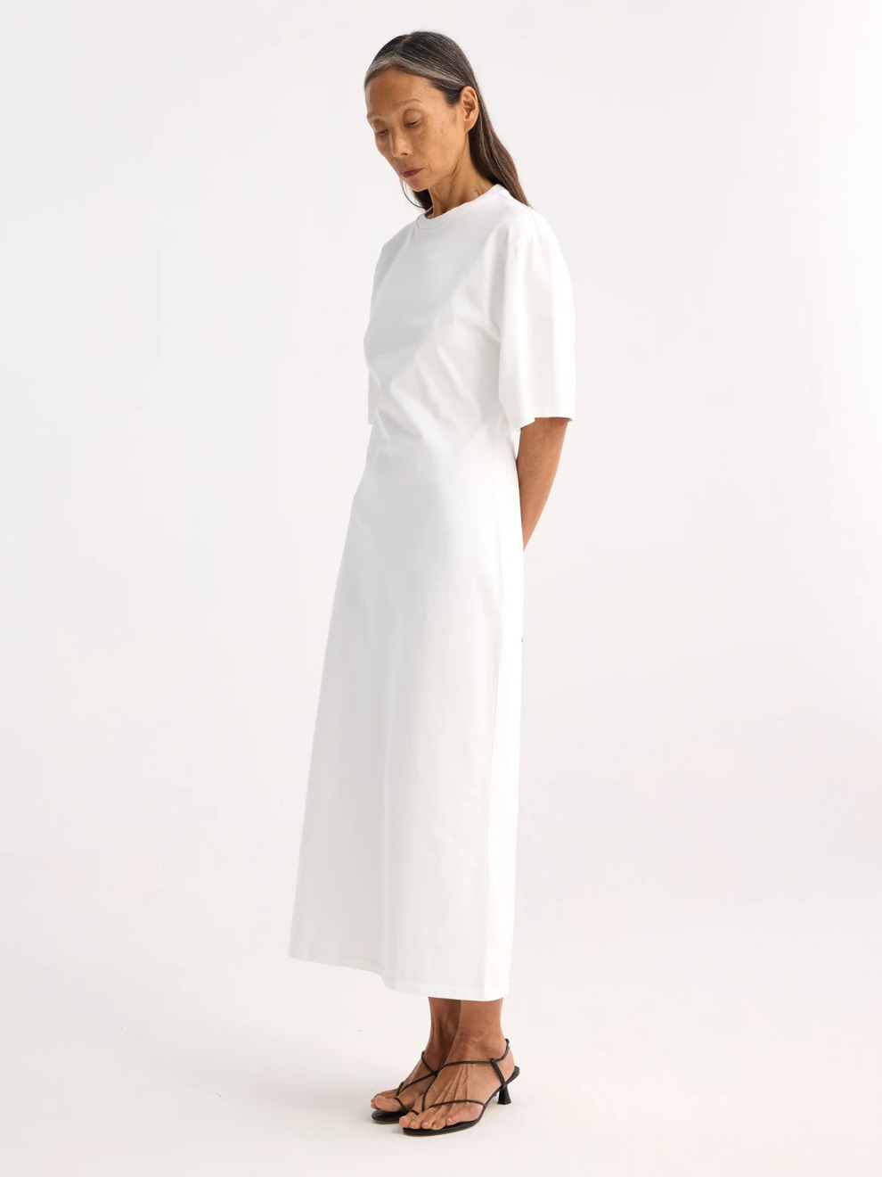 Jersey Fitted T-Shirt Dress in White