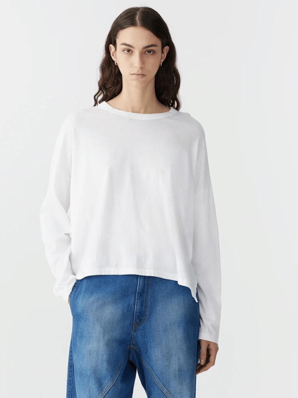 Boxy Heritage Long Sleeve T-Shirt in White