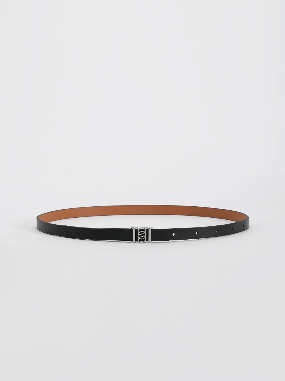 PRE-ORDER Double-sided Monogram Calfskin Slim Belt in Silver